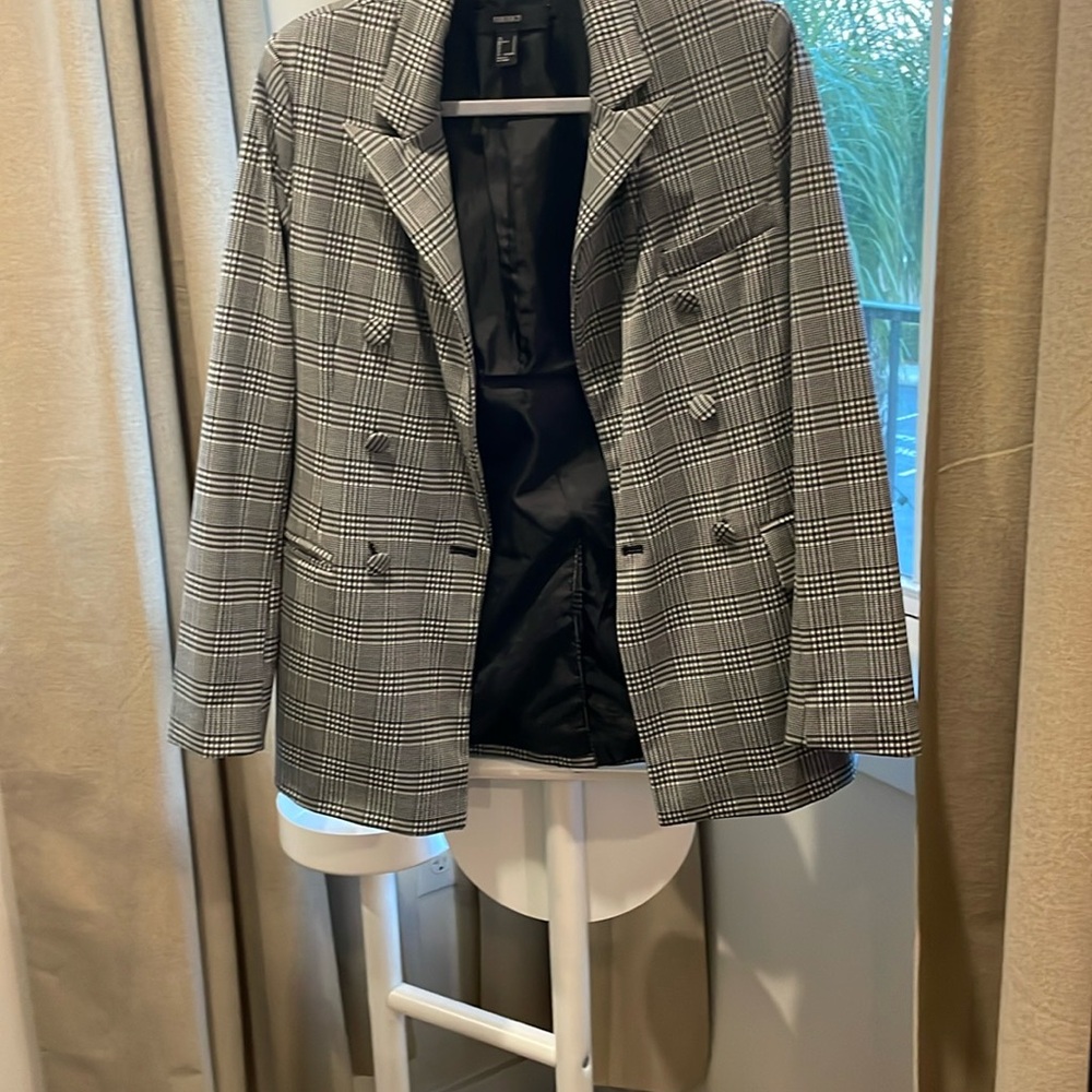 Black and White Plaid Blazer